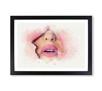Pink Lips Breaking Through in Abstract Framed Print | A2 Black Framed Wall Art | Ready to Hang | Abstract Fantasy Picture | Living Room Bedroom Lounge Office