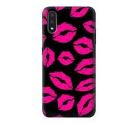 Pink Lips Kisses on Black Case Cover For Samsung Galaxy A01
