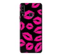 Pink Lips Kisses on Black Case Cover For Samsung Galaxy A20s