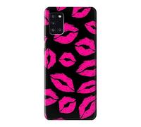 Pink Lips Kisses on Black Case Cover For Samsung Galaxy A31