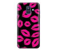 Pink Lips Kisses on Black Case Cover For Samsung Galaxy A6 (2018)
