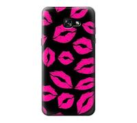 Pink Lips Kisses on Black Case Cover For Samsung Galaxy A7 (2017)