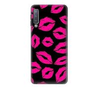 Pink Lips Kisses on Black Case Cover For Samsung Galaxy A7 (2018)
