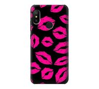 Pink Lips Kisses on Black Case Cover For Xiaomi Mi A2 Lite (Redmi 6 Pro)