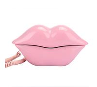 Pink Lips Shaped Phone, Fashionable Lips Telephone Desktop Landline Phone, Sexy Lips Landline Telephone Corded Lips Telephone for Home Hotel Office Decoration Kids Girls Gift