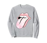 Pink Lips Tie Dye Tongue Trendy Graphic Tee Sweatshirt, Adult Unisex, Heather Grey, S