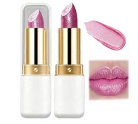 Pink Lipstick, Long Lasting Matte Metallic Lipstick with Diamond Glitter | High Pigmented Waterproof Lip Gloss, Shiny Non-Sticky Creamy Lip Stain, Baby Pink Lip Makeup Gift for Women