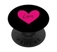 Pink Lisa Name Heart Love Woman Girl Friend Personalized PopSockets Swappable PopGrip