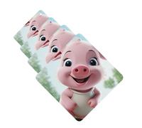 Pink Little Pig Car Air Fresheners 4 Pcs Square Hanging Car Air Freshener Fragrance Scented Cards Auto Mirror Pendant Aromatherapy Tablets For Car Home Office Closet Bathroom