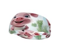 Pink Little Pig Sports Sweatband Head Bands for Women Men, Lightweight Breathable Non Slip Workout Headbands Hairband for Fitness Running Cycling Hiking Yoga