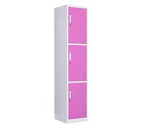 Pink Lockable Vertical Metal File Cabinet - 3 Doors for Home Office, Gym & Bathroom - Multi-Layer Storage Solution for Secure nization & Filing