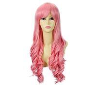 Pink Long Curly Wavy with Fringe Cosplay Wig Vocaloid Megurine Luka Perona After 2 Years Cosplay Wig (Disposable)