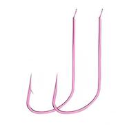 Pink Long Shank Thin Fishing Hooks, 300 Pcs Flat Barbed or Barbless Whitebait and Crucian Carp, Lightweight Sensitive(Barbless,6#)