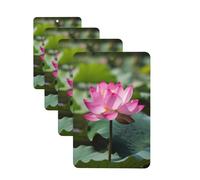 Pink Lotu Flowers Car Air Fresheners Cards 4 Pcs Hanging Fragrance Scented Cards Long-Lasting Car Aromatherapy Tablets for Wardrobe Bathroom Car Interior Mirror Pendant Gifts