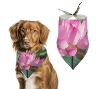 Pink Lotu Flowers Dog Bandana, Soft Breathable Pet Scarf, Personalized Dog Bib Kerchief for Small Medium Large Dogs Cats, Exquisite Pet Neckerchief for Daily Wear, Travel, Party