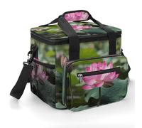 Pink Lotu Flowers Insulated Cooler Bag, Lunch Box