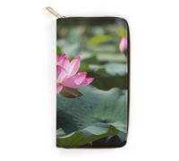 Pink Lotu Flowers Leather Wallet, Bifold Stylish Wallets, Credit Card Holder for Passport Covers, Purse Passport Bag for Men Women