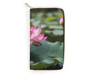 Pink Lotu Flowers Leather Wallet, Bifold Stylish Wallets, Credit Card Holder for Passport Covers, Purse Passport Bag for Men Women