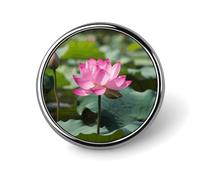 Pink Lotu Flowers Round Alloy Clothing Brooch