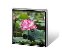 Pink Lotu Flowers Square Badges Metal Memorial Pins Exquisite Button Badge Lapel Pins Fashion Square Brooch Crafts Gifts Clothes Decorative Pin for Adult Brooch