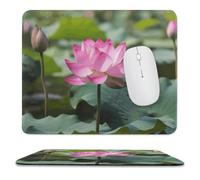 Pink Lotu Flowers Stitched Edge Mouse Pad
