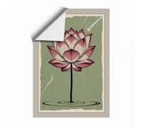 Pink Lotus Bloom Botanical Unframed Wall Art Print A3 (42×29.7cm), Wall Decor for Living Room, Bedroom, Office & Home, Art Gift