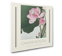 Pink Lotus Flower By Ohara Koson Exhibition Museum Asian Japanese Canvas Wall Art Print Ready to Hang, Framed Picture for Living Room Bedroom Home Office Décor, 20x20 Inch (50x50 cm)