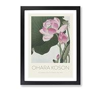 Pink Lotus Flower By Ohara Koson Exhibition Museum Asian Japanese Framed Print | A4 Black Framed Wall Art | Ready to Hang | Asian Floral Picture | Living Room Bedroom Lounge Office