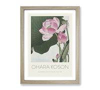 Pink Lotus Flower By Ohara Koson Exhibition Museum Asian Japanese Framed Print | A4 Oak Framed Wall Art | Ready to Hang | Asian Floral Picture | Living Room Bedroom Lounge Office