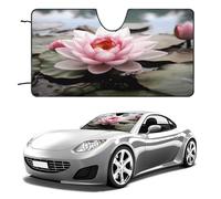 Pink Lotus Flower Car Windshield Sun Shade Thickened Automotive Glass Sunshade Foldable Sun Shade Keeps Your Vehicle Cool Universal Windshield Cover for Car Trucks SUV