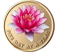 Pink Lotus Flower One Day At A Time Serenity Prayer Medallion Chip