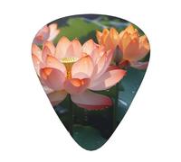 Pink Lotus Flower Printed pick set - 12 pieces, thin, medium and thick guitar picks, suitable for guitar, bass, electric guitar and ukulele