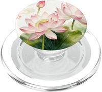Pink Lotus Flower Watercolor Art - Zen Asian Floral Design PopSockets PopGrip for MagSafe