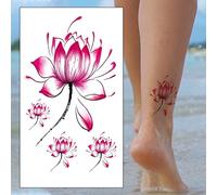 Pink Lotus Flowers Temporary Tattoo Set - Small Floral Cute Realistic Waterproof Transfer Sticker Arm Body Art Men Women Kids - By Delusion Tattoos