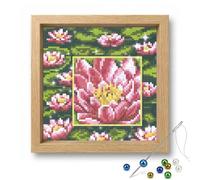 Pink Lotus Full 9 CT DIY Beaded Embroidery Needlepoint Starter Kit 20x20cm