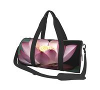 Pink Lotus Printed Round Travel Duffel Bag Large Overnight Weekend Bags for Hiking, Vacations, Gym, Sports