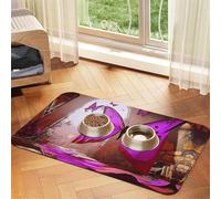Pink Lotus Queen Pet Feeding Mat Dog Cat Eating Food Absorbent Leather Tablecloth for and Water Bowl Waterproof No Stains Quick Dry Non-Slip 23.62 * 15.75IN