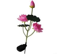 Pink Lotus Solar Light 3-Head Flower for Lawn Pathway(Powder) | 80cm tall stake, stainless steel tube, colorful LED glow, fits lawns pathways, no wiring required
