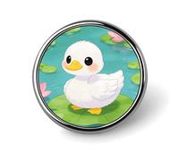 Pink Lotus with White Ducks Badges Pin, Personalized Exquisite Round Badge, 1 Inch Button Pins for Women And Men, Decorative Metal Round Brooch for Clothing, Backpacks, And Hats