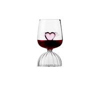Pink Love Glass Goblet, Romantic Heart Shaped Crystal Red Wine Glasses, Creative Cocktail Drinking Glasses Elegant for Wedding and Valentine's Day Parties(350ml)