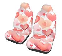 Pink Love Heart 2 Pcs Car Seat Cover Sets Valentine Universal Fit Front Seat Protectors for Most Cars and SUVs, Easy Install