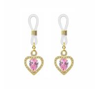 Pink Love Heart Fake Nipple Piercing Bars Gold Plated Open Hearted Shaped CZ Rhinestone Non Piercing Nipple Noose Adjustable Nipplerings Body Jewelry for Women Anniversary Promise Jewelry