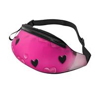 Pink Love Heart Fanny Pack for Men Women, Waterproof Sports Waist Bag Fashion Belt Bag Crossbody Bags Hip Bum Bag with Adjustable Strap Large Sling Bag Purse for Travel Hiking