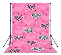 Pink Love Heart Printed Professional Photo Drapes, Matte Polyester Background, Wedding Party Studio Banner