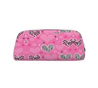 Pink Love Heart Printing Leather Pencil Pouch Pen Case Elegant and Practical Bag for Students Perfect for Office School