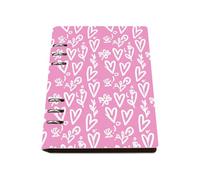 Pink Love Hearts A5 Notebook, Pu Leather Notebooks A5, Lined Paper Aesthetic Notebook 180Pages/90Sheets, Notepads for School, Journal for Journaling Writing, University Stationery Journal Diary