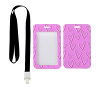 Pink Love Hearts ID Card Holders with Black Lanyard, Name Tag Holder, Vertical Cards Protector for Worker, Vertical ID Cards Protector for Nurse, Nurse Accessories Work Paramedic Accessories