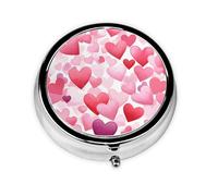 Pink Love Hearts Small Pill Box 3 Compartment Portable Pill Box for Purse Pocket Valentine Mini Medicine Organiser for Daily Vitamin Fish Oil Storage