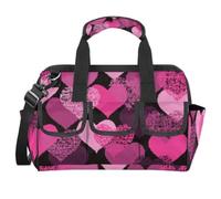 Pink Love Hearts Tool Bag for Men Heavy Duty Tool Bag Waterproof Wide Mouth Tool Tote for Women Large Capacity Tool Storage Bag for Electrician Carpenter Mechanic Various Tools