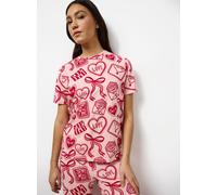 Pink Love Letter Print Short Sleeve Pyjama Set XL